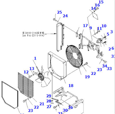 419-03-33242 Motore ventilatore WA320-5 Radiatore Motore di azionamento del ventilatore 419-03-33242 Per Komatsu